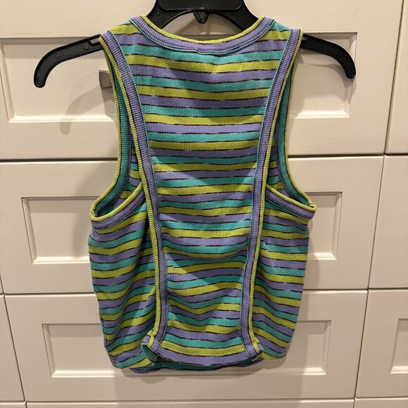 Anthropologie Ribbed Racer Striped Tank Top Sleeveless, Size Medium - Picture 3 of 4